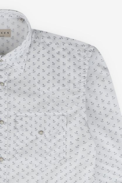 Xacus Hemd Herren Xacus Regular Muster 100% Baumwolle Kragen Italienisch Lange Ärmel