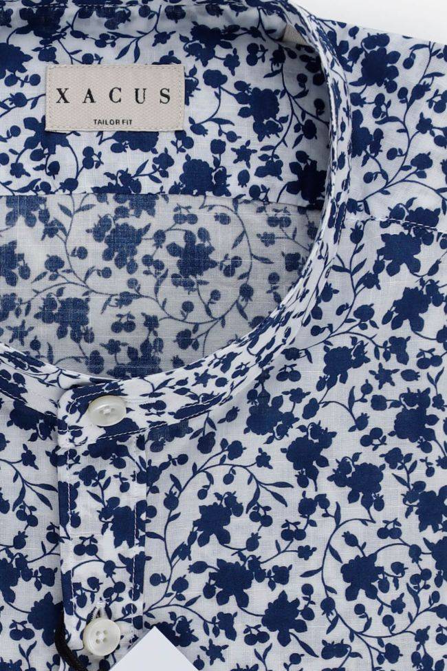 Xacus Hemd Herren Xacus Regular Muster 100% Baumwolle Kragen Mandarinkragen Lange Ärmel