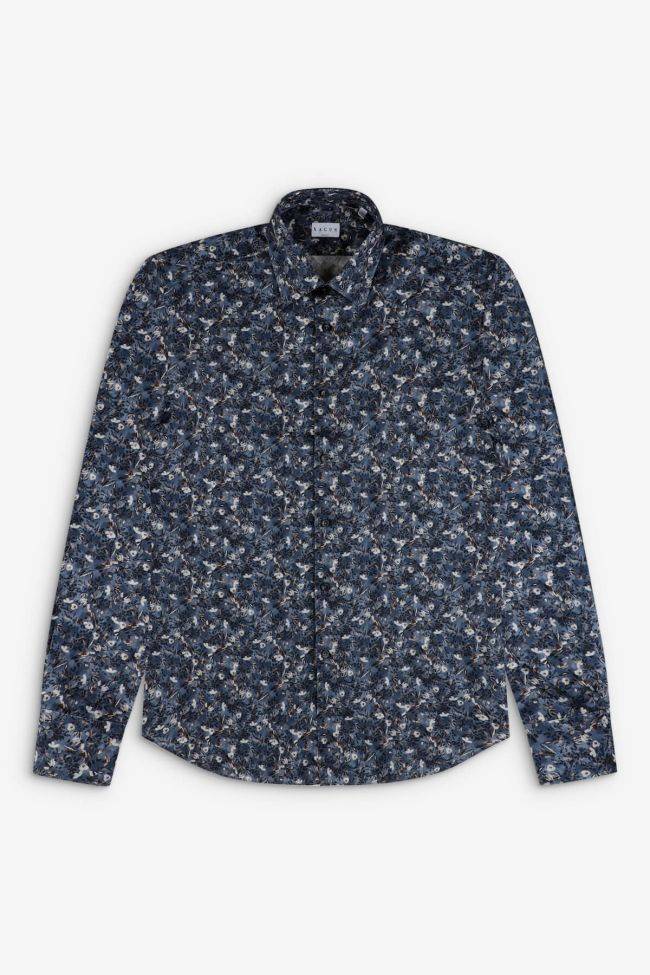 Xacus Hemd Herren Xacus Regular Muster 100% Baumwolle Kragen Italienisch Lange Ärmel