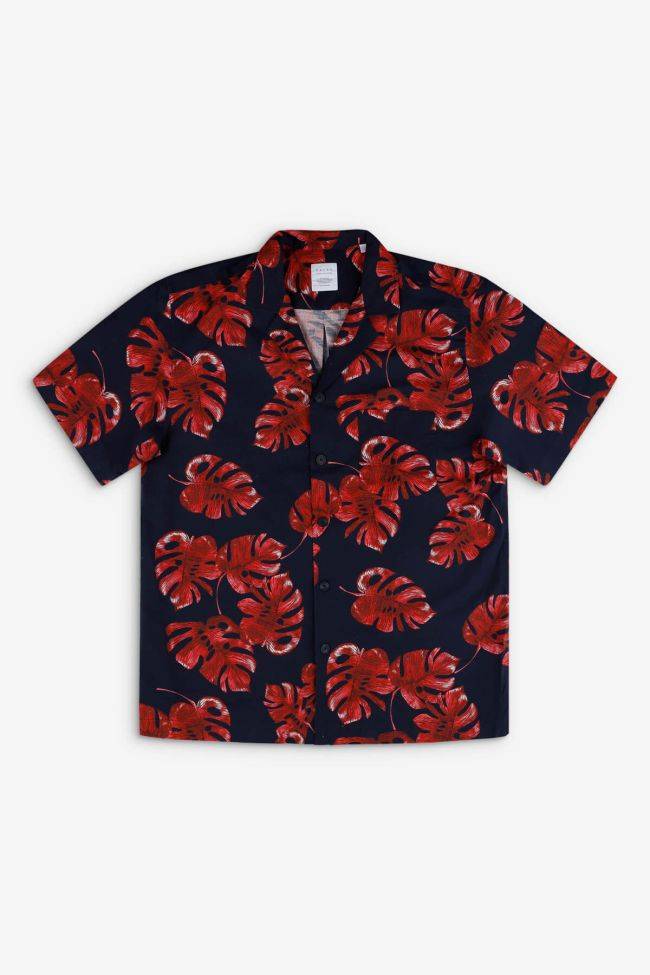 Xacus Hemd Herren Xacus Regular Muster 100% Baumwolle Kragen Hawaiikragen Kurze Ärmel