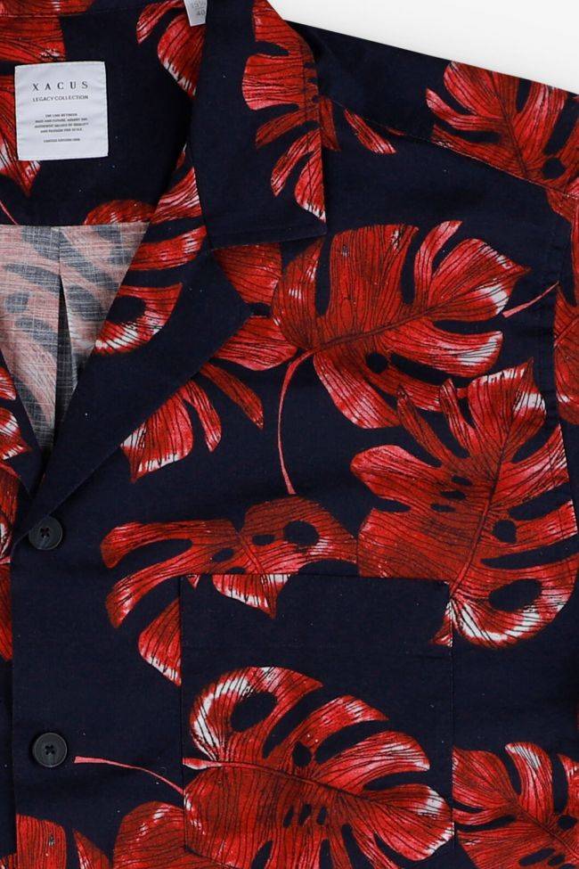 Xacus Hemd Herren Xacus Regular Muster 100% Baumwolle Kragen Hawaiikragen Kurze Ärmel