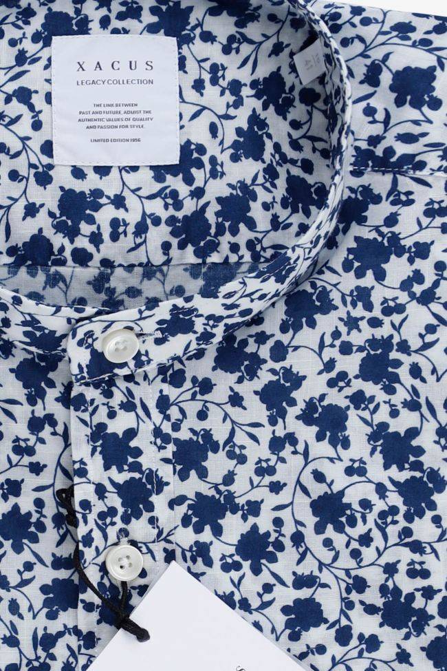 Xacus Hemd Herren Xacus Regular Muster 100% Baumwolle Kragen Mandarinkragen Lange Ärmel