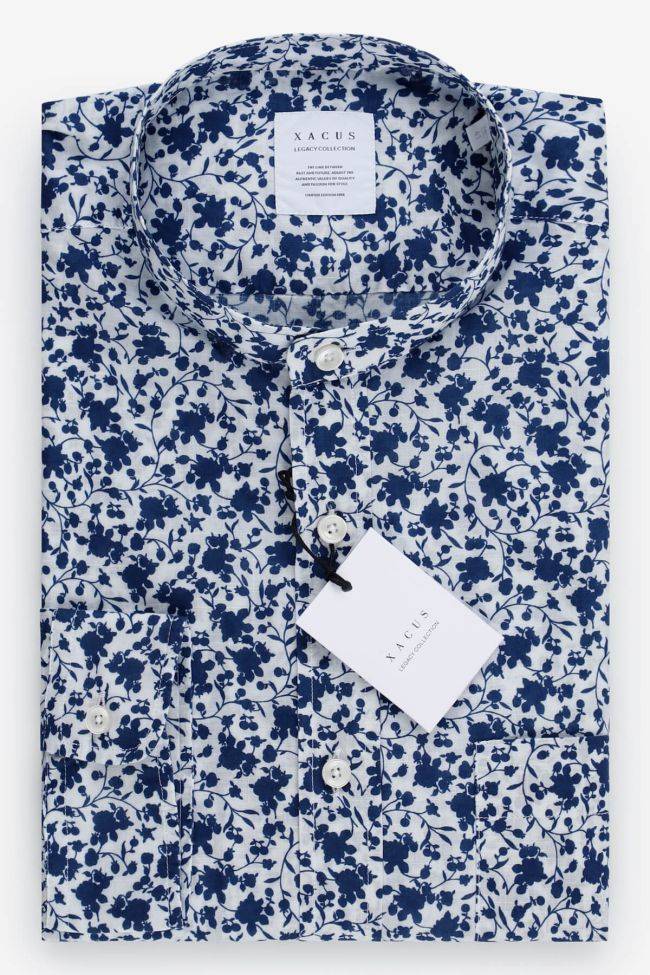 xacus Hemd Herren Xacus Regular Muster 100% Baumwolle kragen Mandarinkragen Lange Ärmel