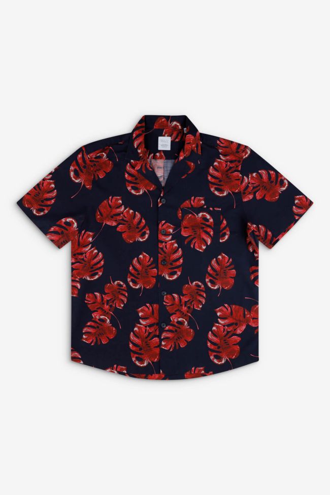 Xacus Hemd Herren Xacus Regular Muster 100% Baumwolle Kragen Hawaiikragen Kurze Ärmel