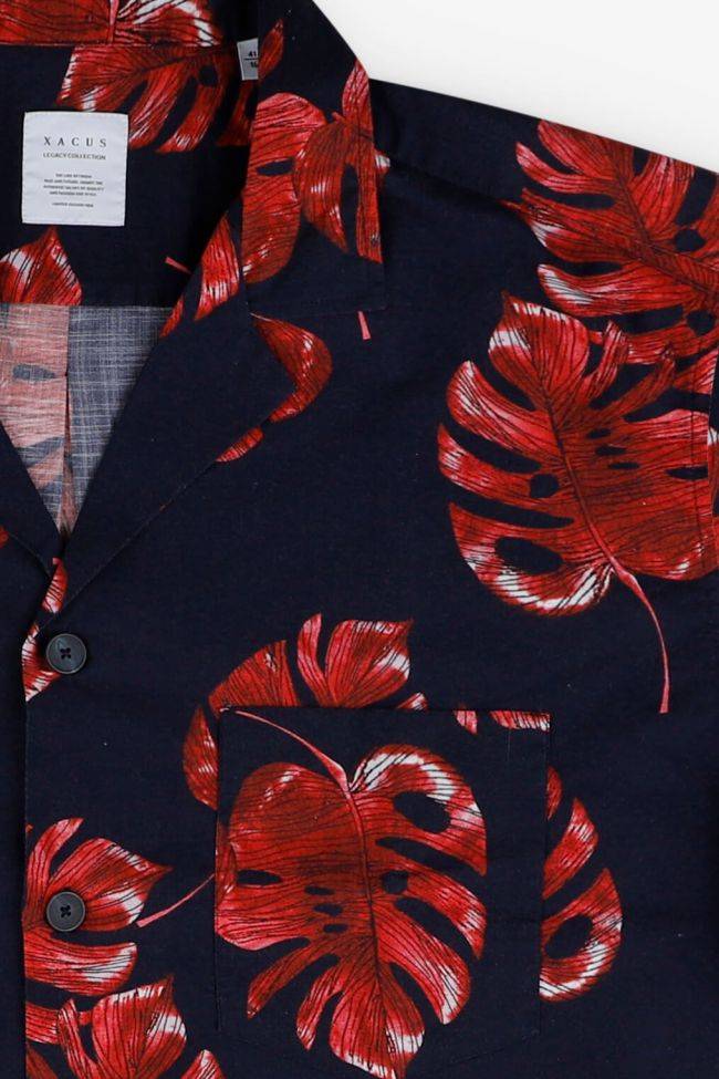 Xacus Hemd Herren Xacus Regular Muster 100% Baumwolle Kragen Hawaiikragen Kurze Ärmel