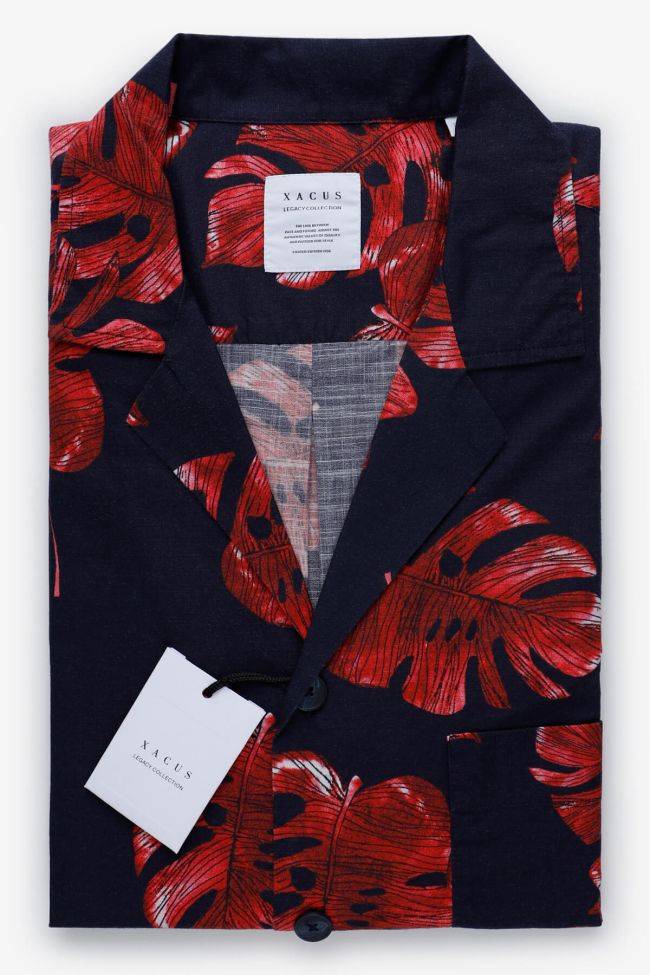 xacus Hemd Herren Xacus Regular Muster 100% Baumwolle kragen Hawaiikragen Kurze Ärmel