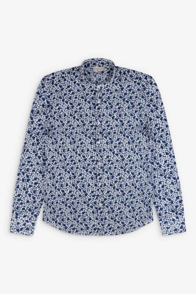 Xacus Hemd Herren Xacus Regular Muster 100% Baumwolle Kragen Mandarinkragen Lange Ärmel