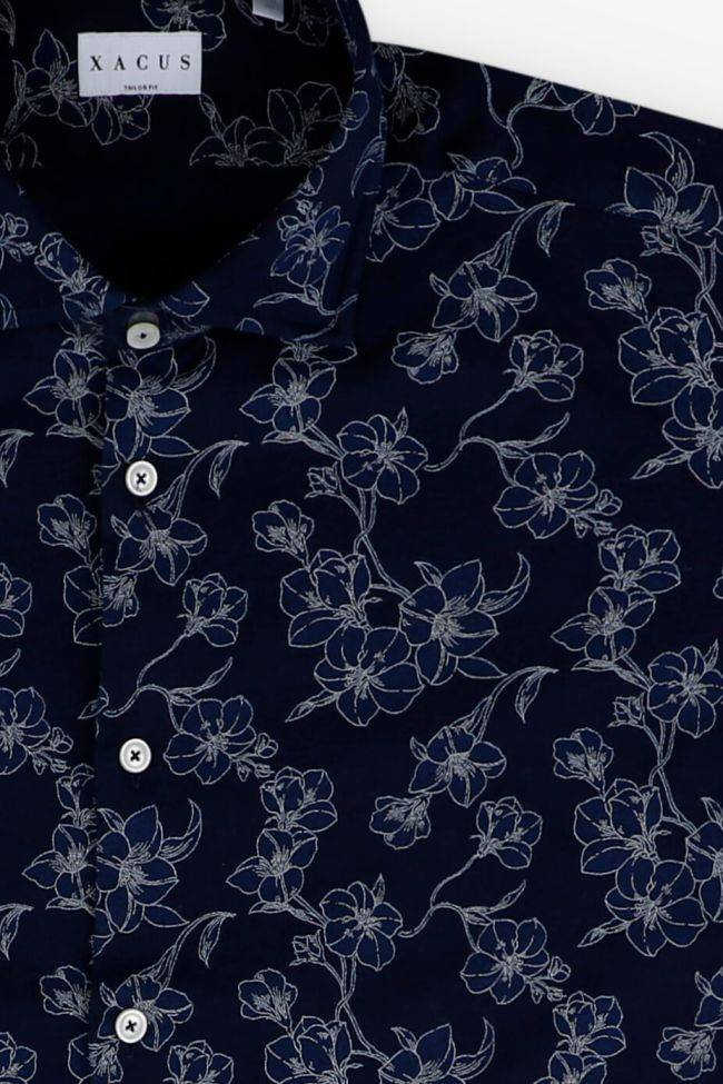 Xacus Hemd Herren Xacus Regular Muster 100% Baumwolle Kragen Italienisch Lange Ärmel