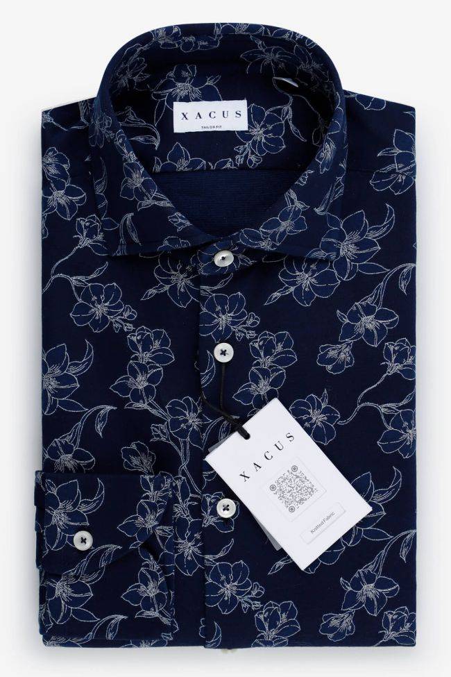 xacus Hemd Herren Xacus Regular Muster 100% Baumwolle kragen Italienisch Lange Ärmel