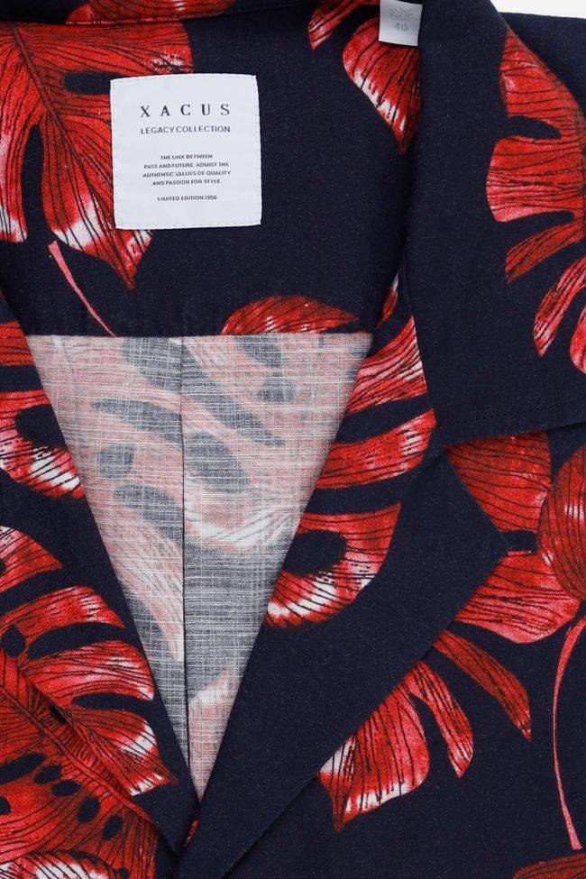 Xacus Hemd Herren Xacus Regular Muster 100% Baumwolle Kragen Hawaiikragen Kurze Ärmel