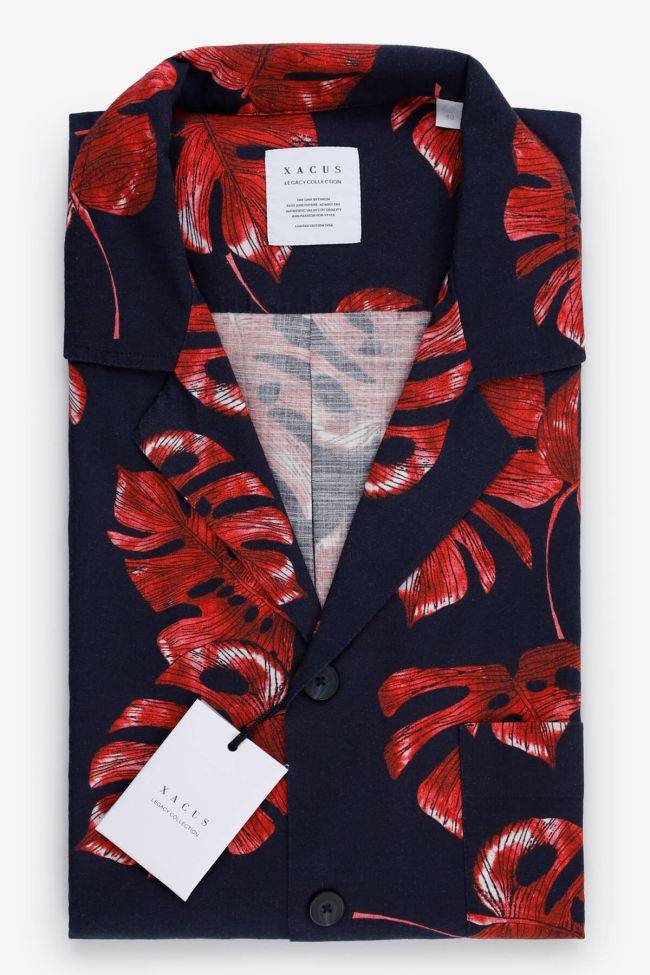 xacus Hemd Herren Xacus Regular Muster 100% Baumwolle kragen Hawaiikragen Kurze Ärmel