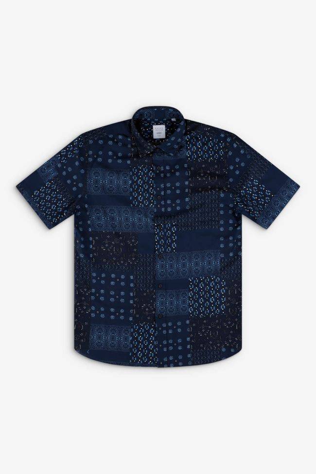 Xacus Hemd Herren Xacus Regular Muster 100% Baumwolle Kragen Italienisch Kurze Ärmel