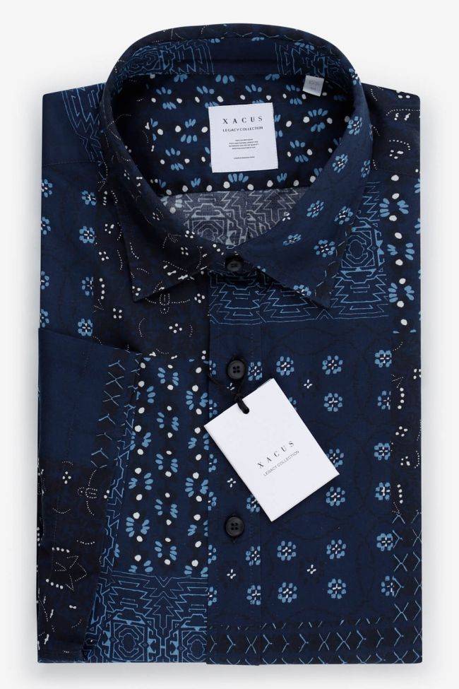 xacus Hemd Herren Xacus Regular Muster 100% Baumwolle kragen Italienisch Kurze Ärmel
