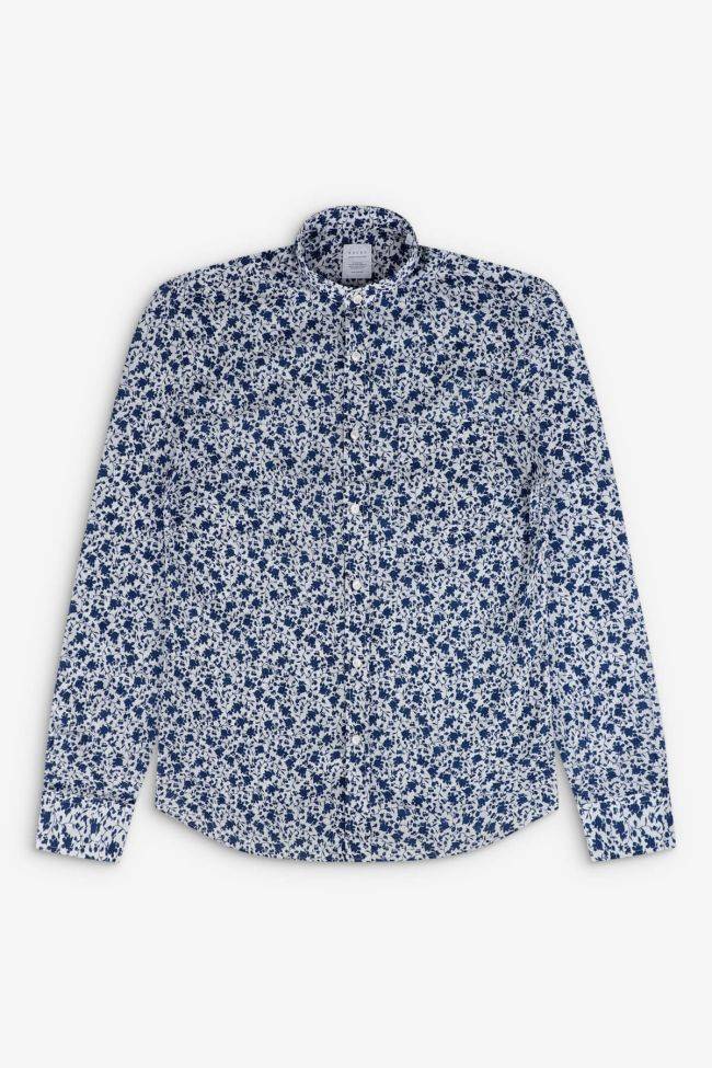 Xacus Hemd Herren Xacus Regular Muster 100% Baumwolle Kragen Mandarinkragen Lange Ärmel