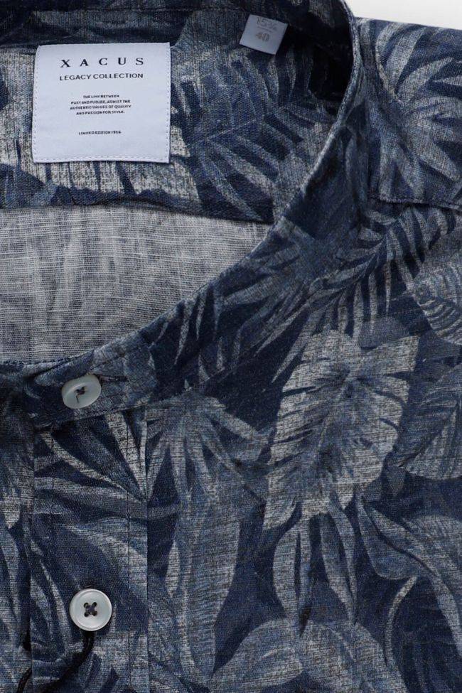 Xacus Hemd Herren Xacus Regular Muster 100% Baumwolle Kragen Mandarinkragen Lange Ärmel