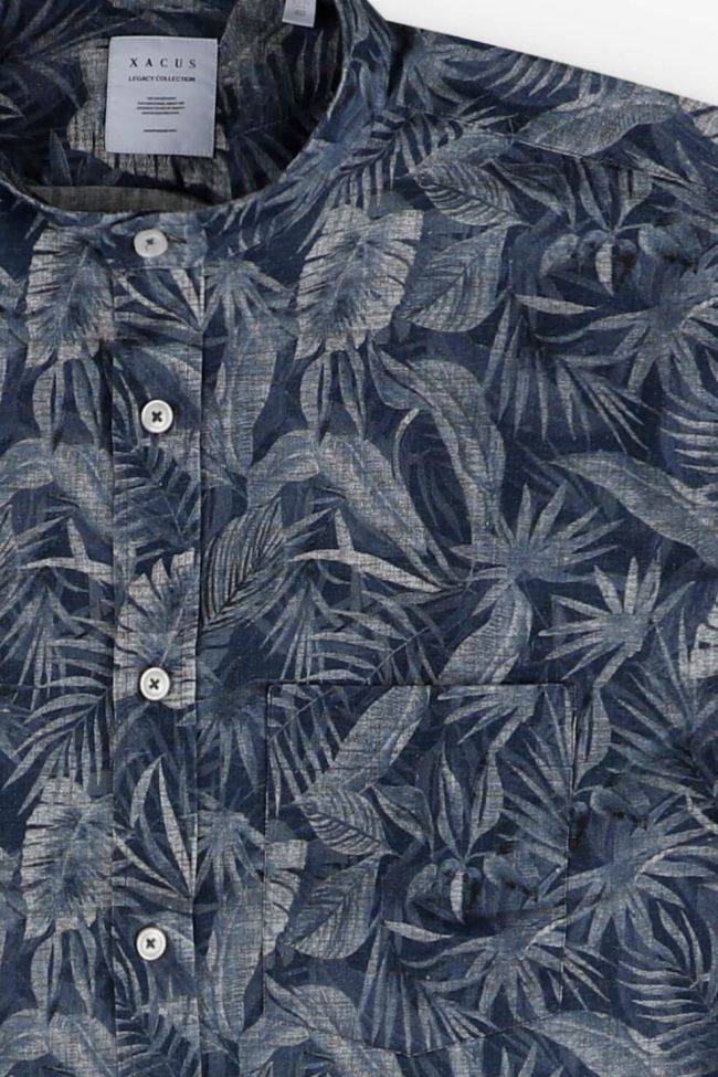Xacus Hemd Herren Xacus Regular Muster 100% Baumwolle Kragen Mandarinkragen Lange Ärmel