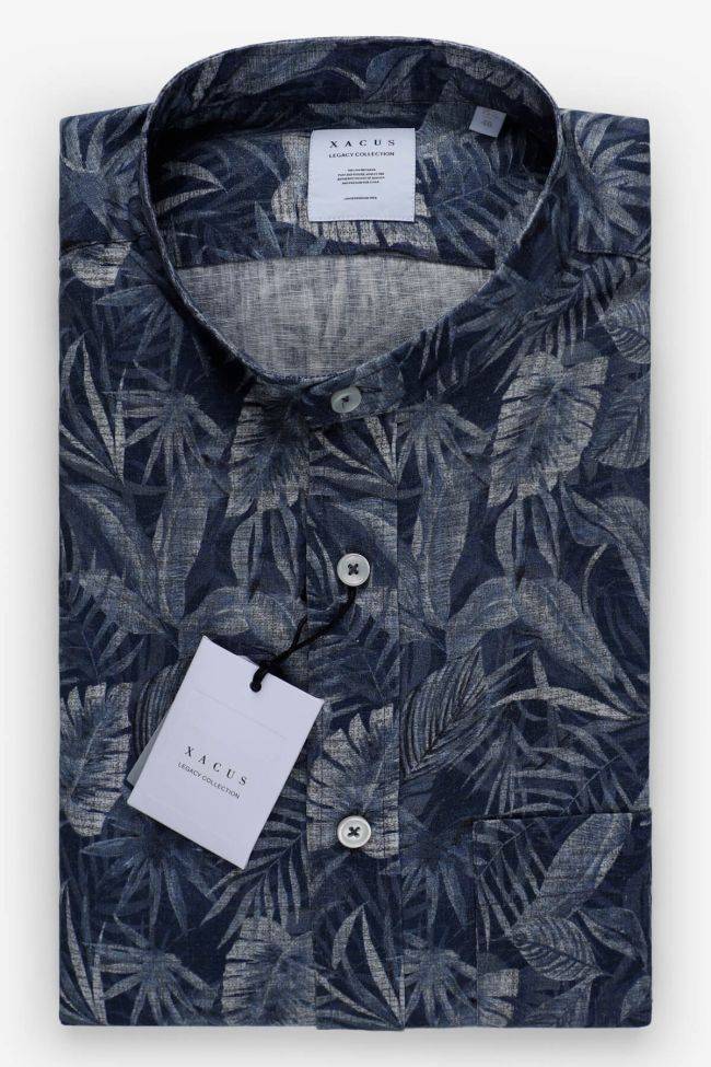 xacus Hemd Herren Xacus Regular Muster 100% Baumwolle kragen Mandarinkragen Lange Ärmel
