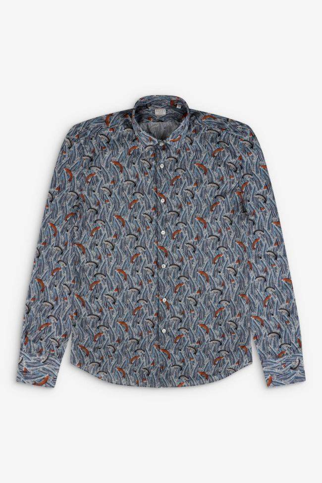 Xacus Hemd Herren Xacus Regular Muster 100% Baumwolle Kragen Italienisch Lange Ärmel