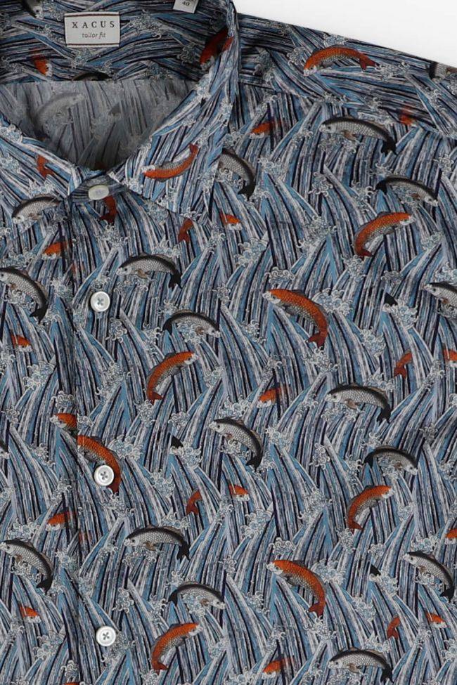 Xacus Hemd Herren Xacus Regular Muster 100% Baumwolle Kragen Italienisch Lange Ärmel