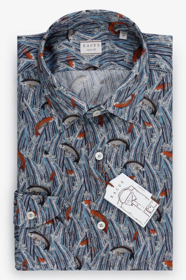 xacus Hemd Herren Xacus Regular Muster 100% Baumwolle kragen Italienisch Lange Ärmel