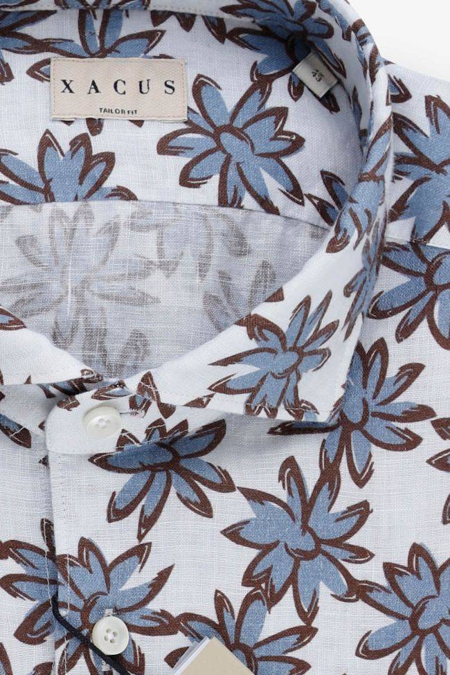 Xacus Hemd Herren Xacus Regular Muster 100% Leinen Kragen Französisch Lange Ärmel