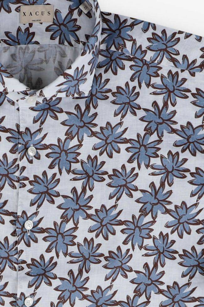 Xacus Hemd Herren Xacus Regular Muster 100% Leinen Kragen Französisch Lange Ärmel