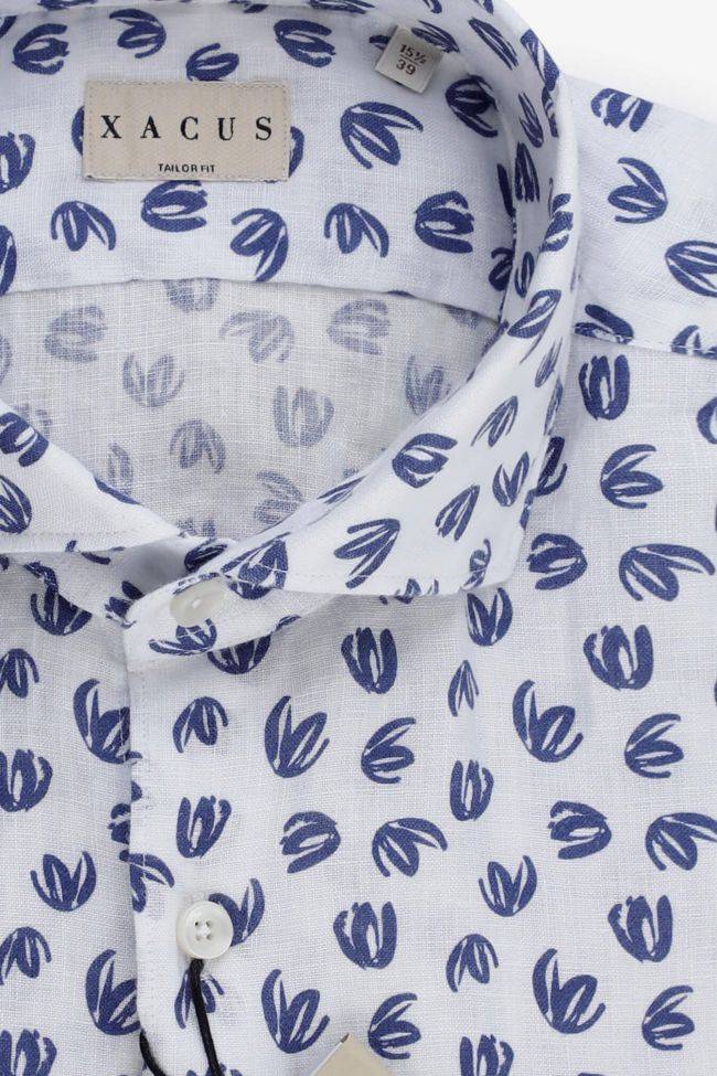 Xacus Hemd Herren Xacus Regular Muster 100% Leinen Kragen Französisch Lange Ärmel