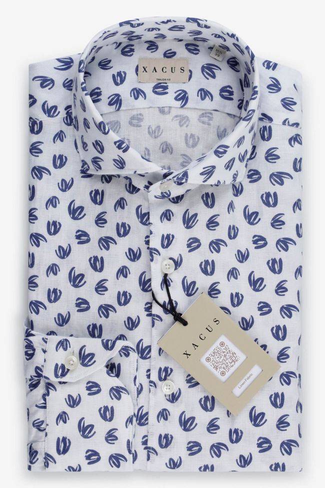 xacus Hemd Herren Xacus Regular Muster 100% Leinen kragen Französisch Lange Ärmel