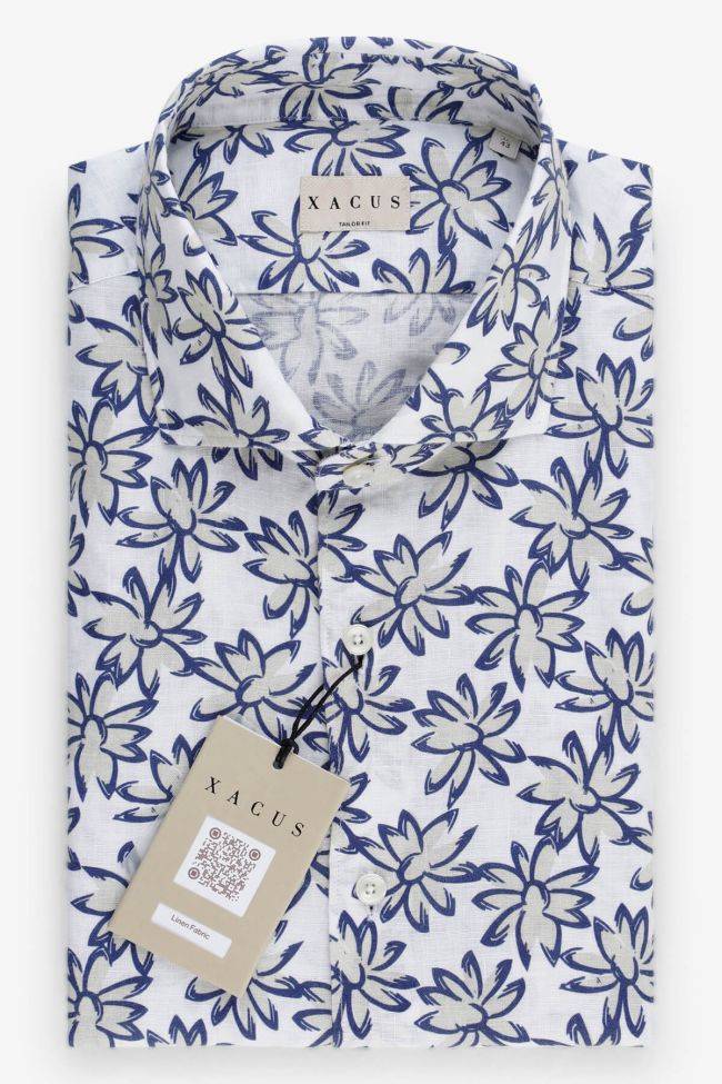 xacus Hemd Herren Xacus Regular Muster 100% Leinen kragen Französisch Lange Ärmel