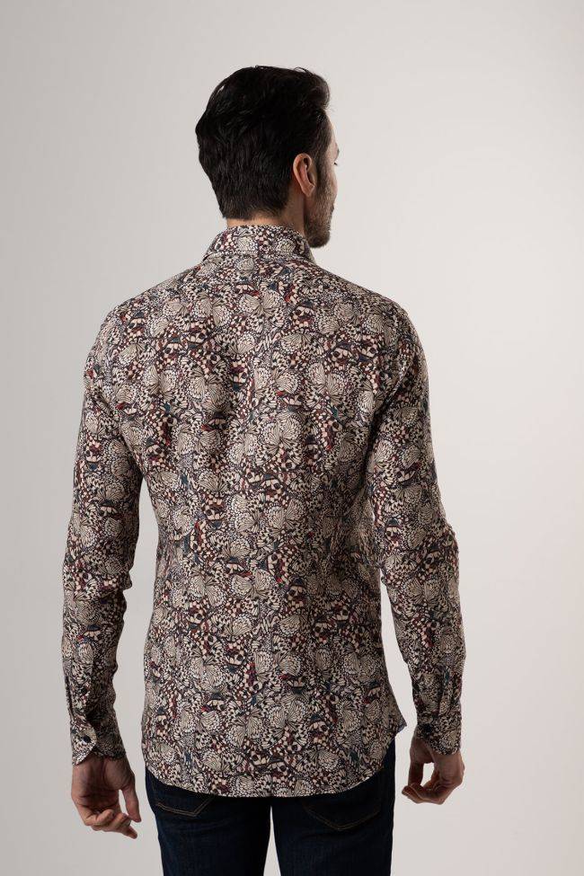 Xacus Hemd Herren Xacus Regular Muster 100% Leinen Kragen Französisch Lange Ärmel