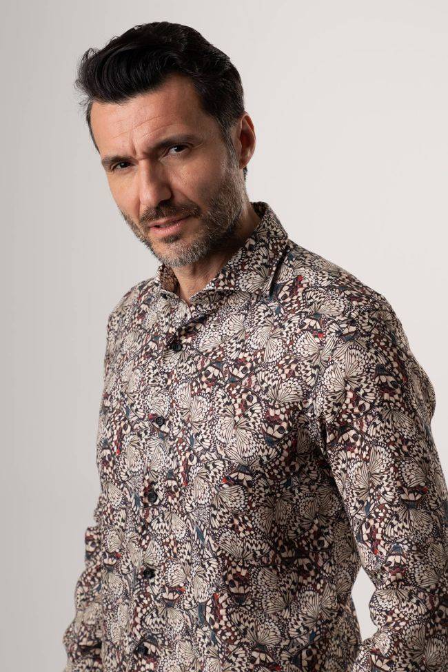 Xacus Hemd Herren Xacus Regular Muster 100% Leinen Kragen Französisch Lange Ärmel