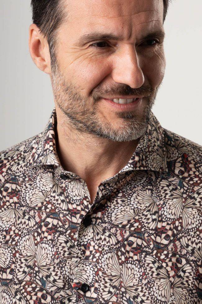 xacus Hemd Herren Xacus Regular Muster 100% Leinen kragen Französisch Lange Ärmel