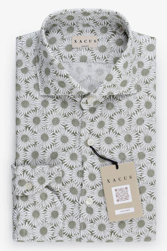 xacus Hemd Herren Xacus Regular Muster 100% Leinen kragen Französisch Lange Ärmel