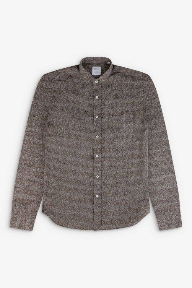 Xacus Hemd Herren Xacus Regular Muster 100% Leinen Kragen Französisch Lange Ärmel