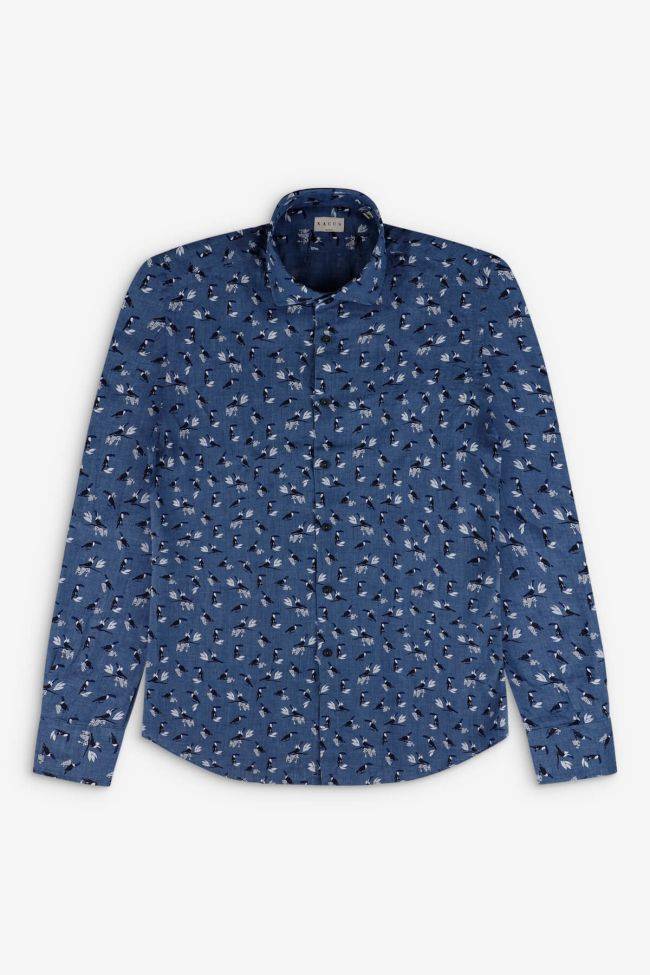 Xacus Hemd Herren Xacus Regular Muster 100% Leinen Kragen Französisch Lange Ärmel