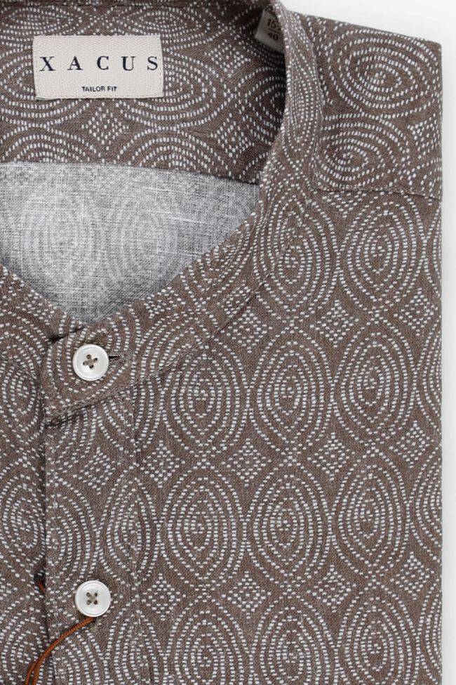 Xacus Hemd Herren Xacus Regular Muster 100% Leinen Kragen Französisch Lange Ärmel