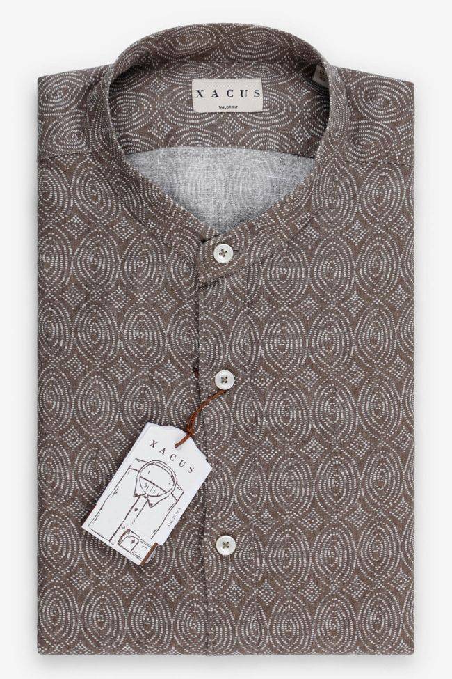 xacus Hemd Herren Xacus Regular Muster 100% Leinen kragen Französisch Lange Ärmel