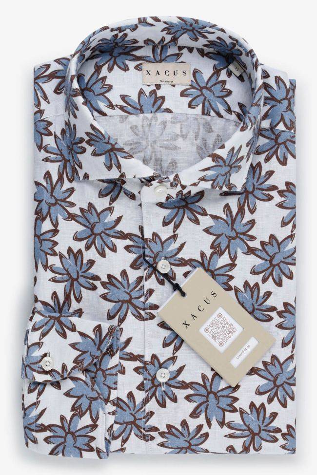 xacus Hemd Herren Xacus Regular Muster 100% Leinen kragen Französisch Lange Ärmel