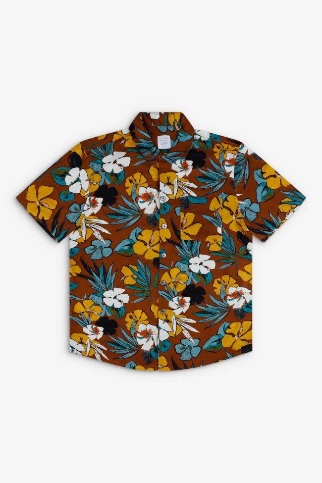 Xacus Hemd Herren Xacus Regular Muster 100% Viskose Kragen Hawaiikragen Kurze Ärmel