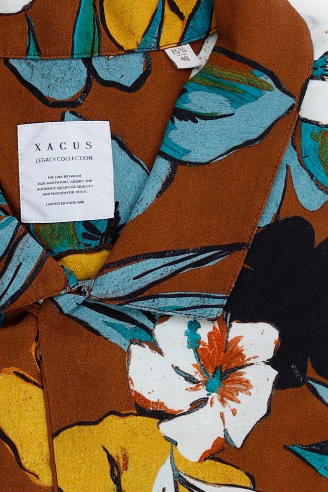 Xacus Hemd Herren Xacus Regular Muster 100% Viskose Kragen Hawaiikragen Kurze Ärmel