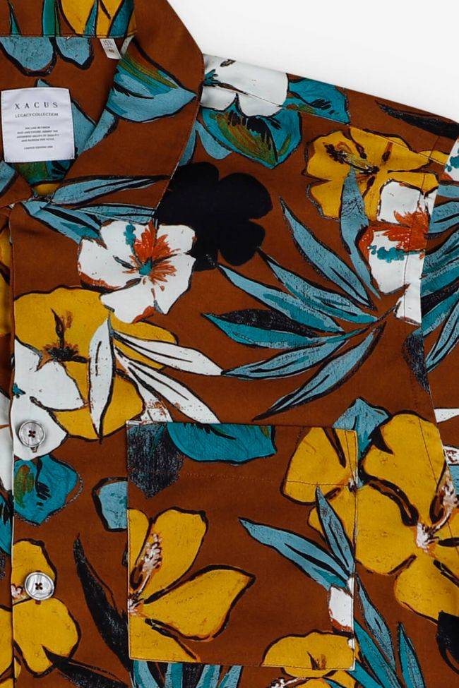 Xacus Hemd Herren Xacus Regular Muster 100% Viskose Kragen Hawaiikragen Kurze Ärmel