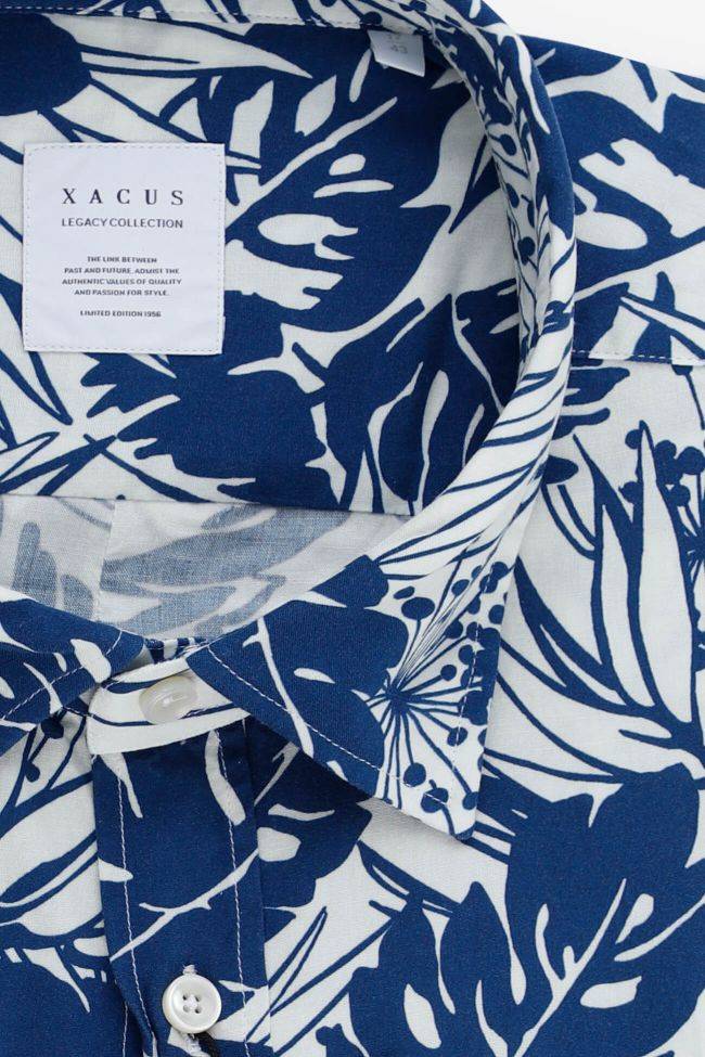 Xacus Hemd Herren Xacus Regular Muster 100% Viskose Kragen Italienisch Lange Ärmel