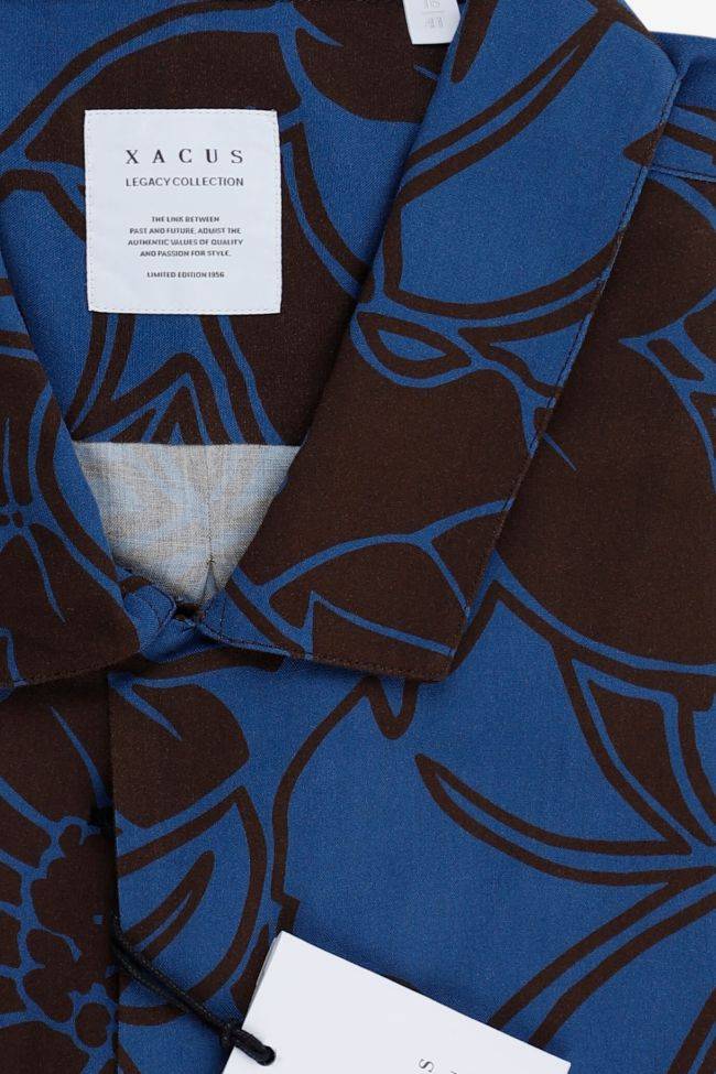Xacus Hemd Herren Xacus Regular Muster 100% Viskose Kragen Französisch Kurze Ärmel
