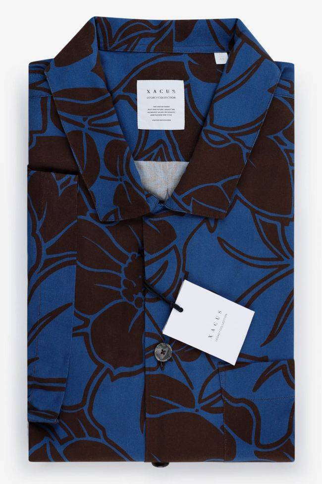 xacus Hemd Herren Xacus Regular Muster 100% Viskose kragen Französisch Kurze Ärmel