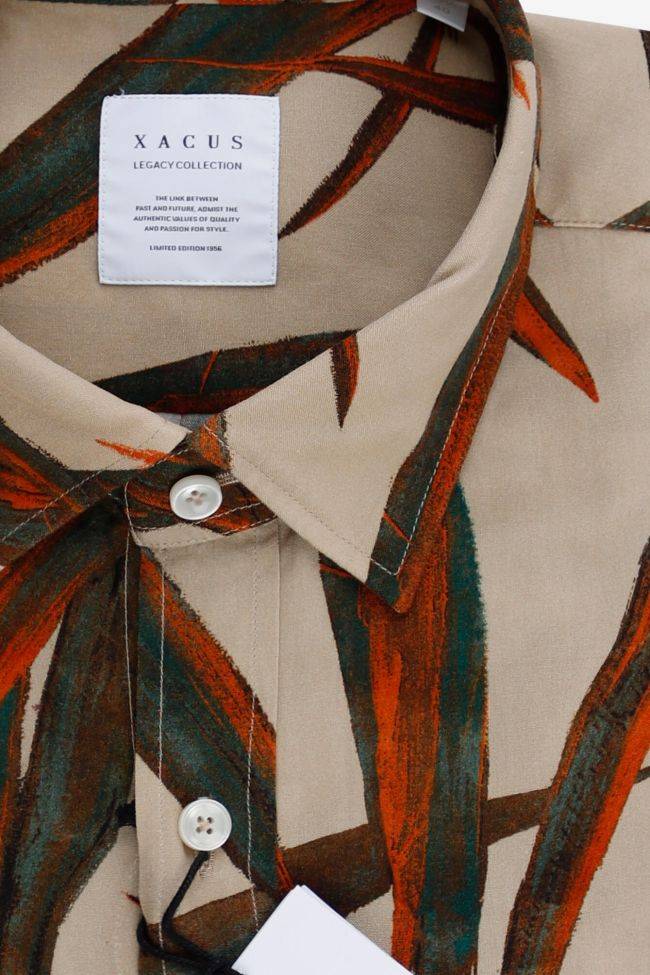 Xacus Hemd Herren Xacus Regular Muster 100% Viskose Kragen Italienisch Lange Ärmel