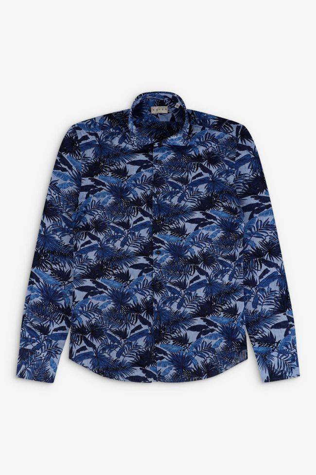 Xacus Hemd Herren Xacus Regular Muster 40% Leinen 60% Baumwolle Kragen Französisch Lange Ärmel