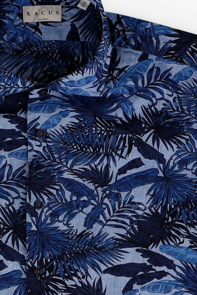 Xacus Hemd Herren Xacus Regular Muster 40% Leinen 60% Baumwolle Kragen Französisch Lange Ärmel