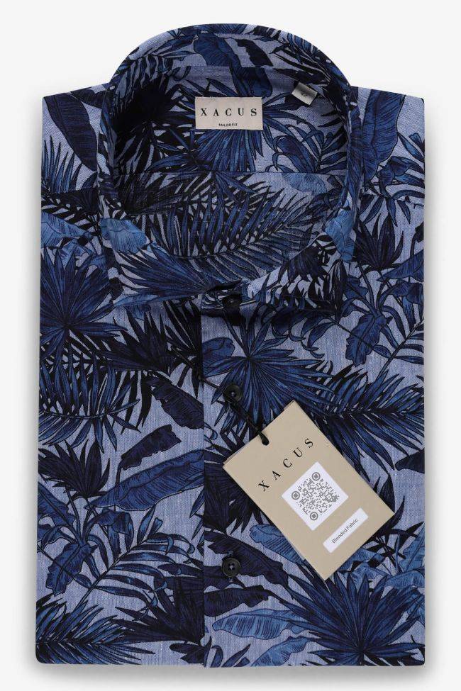 xacus Hemd Herren Xacus Regular Muster 40% Leinen 60% Baumwolle kragen Französisch Lange Ärmel