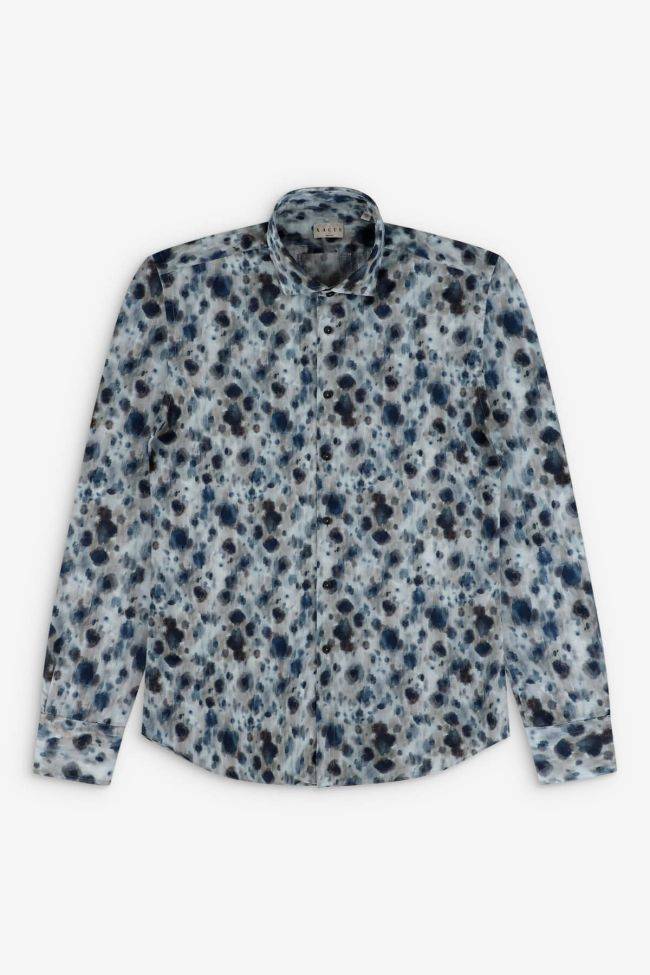 Xacus Hemd Herren Xacus Regular Muster 42% Baumwolle 58% Leinen Kragen Französisch Lange Ärmel