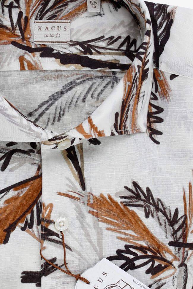 Xacus Hemd Herren Xacus Regular Muster 55% Linen 45% Cotton Kragen Französisch Lange Ärmel